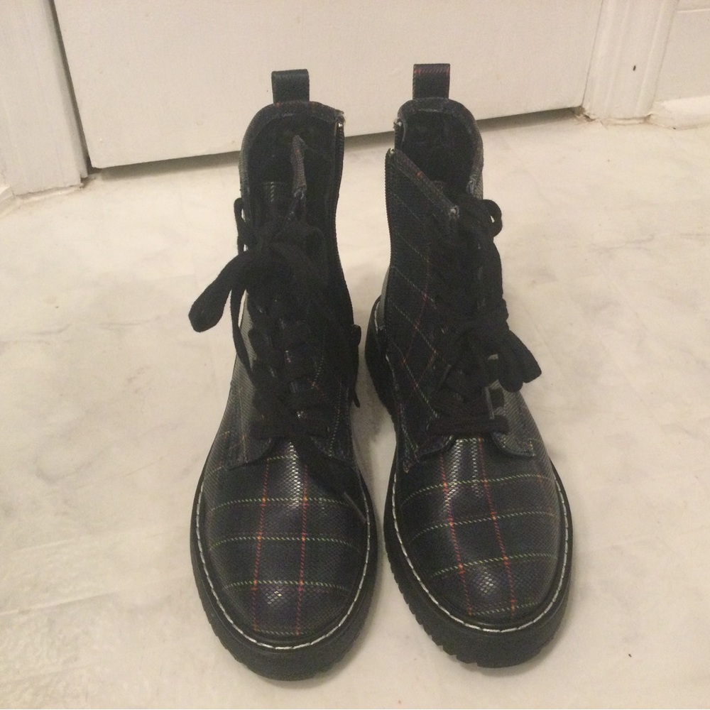 Madden Girl tartan plaid combat boots